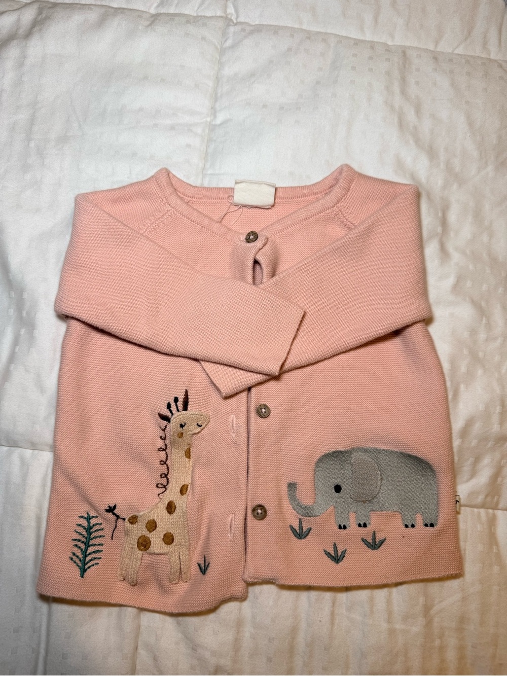 Viverano Organics Pink Knit Animal Button Cardigan